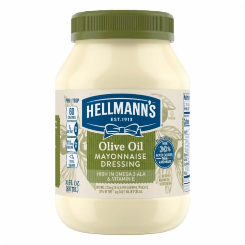 Hellmann's with Olive Oil Mayo Mayonnaise Dressing Perspective: back