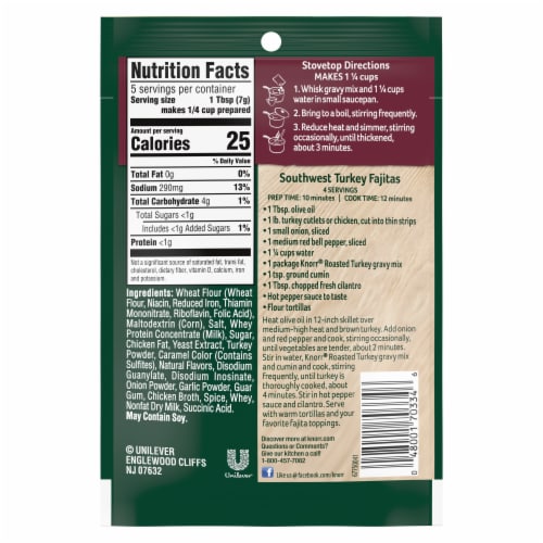 Knorr® Roasted Turkey Gravy Mix Perspective: back