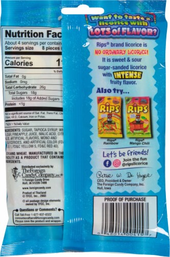 Rips® Strawberry Green Apple Bite-Size Licorice Candy Bag Perspective: back