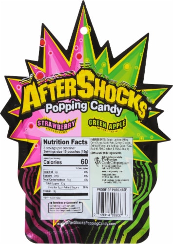 AfterShocks Green Apple & Strawberry Popping Candy Pouches Perspective: back
