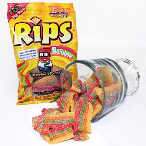 Rips® Rainbow Bite Sized Licorice Candy Bag Perspective: back