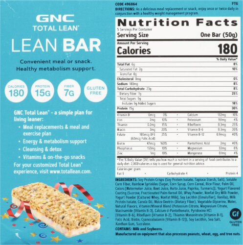 GNC Live Well Vanilla Birthday Cake Meal Bars Perspective: back