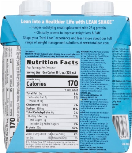 GNC Total Lean® Vanilla Bean Lean Shake™, 4 ct / 11 fl oz - Fry's Food  Stores