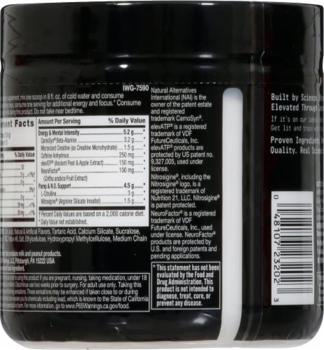GNC Beyond Raw Orange Mango LIT Clinically Dosed Pre-Workout Perspective: back