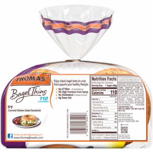 Thomas' Cinnamon Raisin Bagel Thins Perspective: back