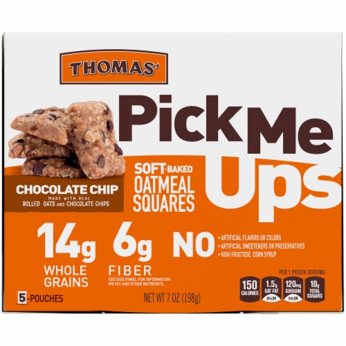 Thomas' Pick Me Ups Chocolate Chip Oatmeal Bars Perspective: back