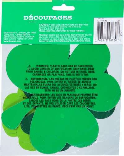 Amscan Saint Patrick's Day Mini Glitter Shamrock Cutouts Perspective: back