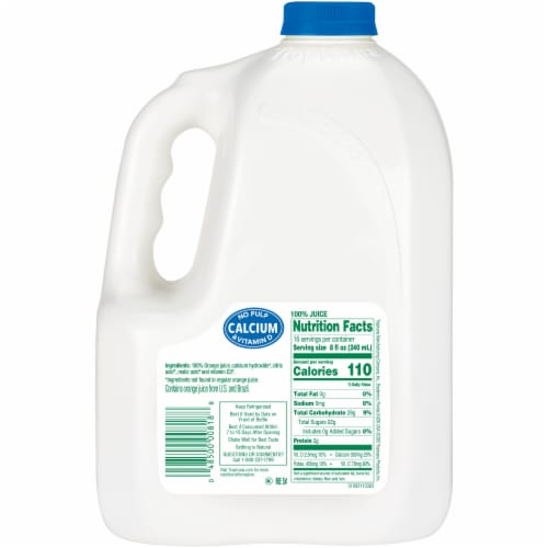 Tropicana Pure Premium® No Pulp Calcium & Vitamin D 100% Orange Juice Jug Perspective: back