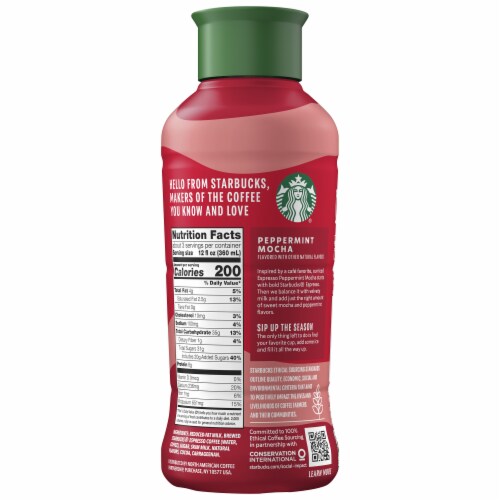 Starbucks Iced Espresso Beverage Peppermint Mocha Flavored Perspective: back