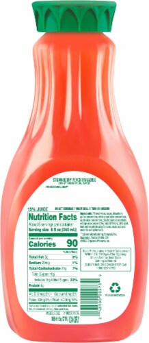Tropicana® Strawberry Peach Juice 52 fl oz Bottle Perspective: back