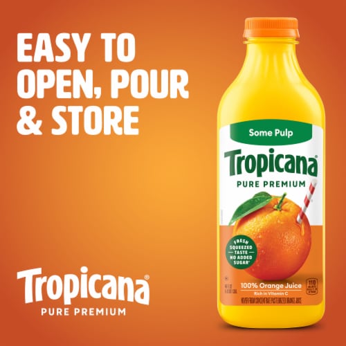 Tropicana Pure Premium Original Some Pulp No Sugar Added 100% Orange Juice Perspective: back