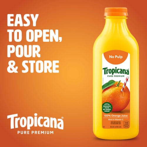 Tropicana Pure Premium Original No Pulp No Sugar Added 100% Orange Juice Perspective: back