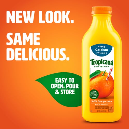 Tropicana Pure Premium Original No Pulp No Sugar Added Calcium And Vitamin D 100% Orange Juice Perspective: back