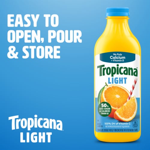 Tropicana Light Orange Juice Beverage, No Pulp, Calcium and Vitamin D Perspective: back