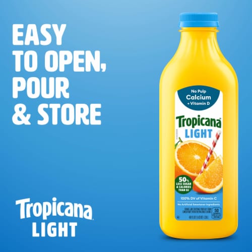 Tropicana Light Orange Juice Beverage, No Pulp, Calcium and Vitamin D Perspective: back