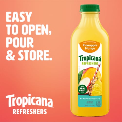 Tropicana Refreshers Pineapple Mango Juice Drink With Real Fruit Juice Perspective: back