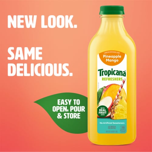 Tropicana Refreshers Pineapple Mango Juice Drink With Real Fruit Juice Perspective: back