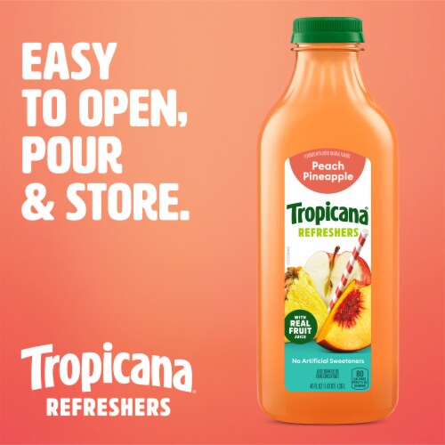 Tropicana Refreshers Peach Pineapple Juice Drink With Real Fruit Juice Perspective: back