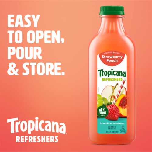 Tropicana Refreshers Strawberry Peach Juice Drink With Real Fruit Juice Perspective: back