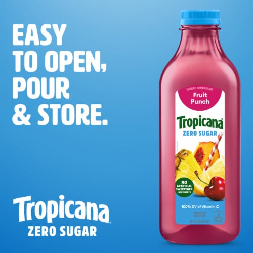 Tropicana Zero Sugar Fruit Punch Juice Drink Perspective: back