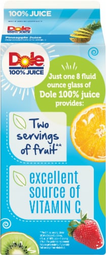 Dole 100% Pineapple Juice, 59 Fl Oz Carton Perspective: back
