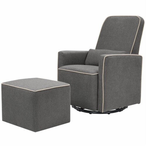 Davinci sierra swivel glider in heathered grey with gliding ottoman on sale