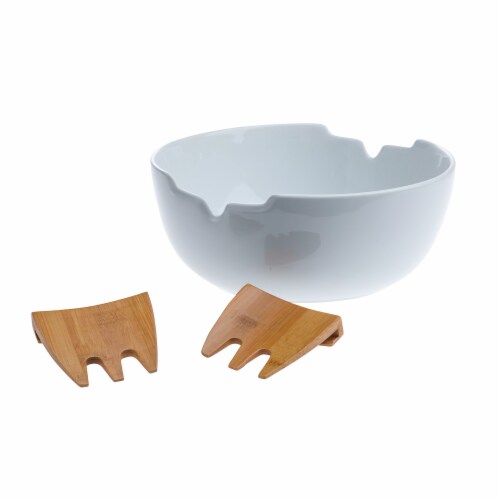 Tabletops Unlimited Porcelain & Bamboo Salad Set Perspective: back