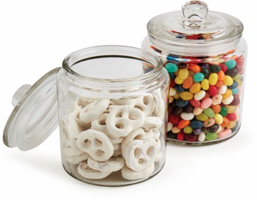 3 Pack Glass Apothecary Jar, Candy Jars With Lids, Clear Glass