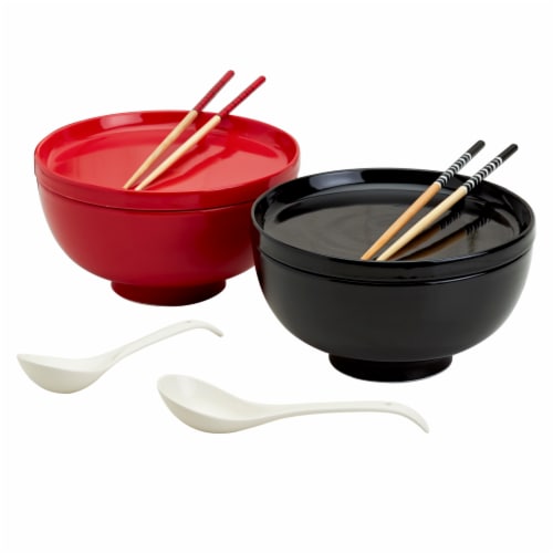 Tabletops Unlimited Infuse Ramen Bowl Set - Black/Red, 10 pc - Fred Meyer