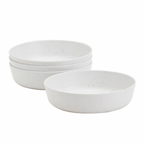 Tabletops Unlimited Smart Planet Lacey Recycled Plastic 7.12-Inch Dinner Bowls Set - White Perspective: back