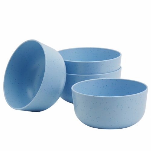 Tabletops Unlimited Smart Planet Lacey Recycled Plastic 6-Inch Cereal Bowls Set - Periwinkle Perspective: back