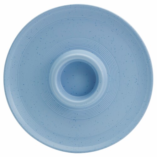 Tabletops Unlimited Smart Planet Lacey Recycled Plastic Chip & Dip - Periwinkle Perspective: back