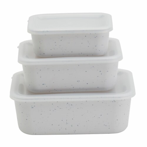 Tabletops Unlimited Smart Planet Lacey Recycled Plastic Rectangular Food Storage Set - White Perspective: back