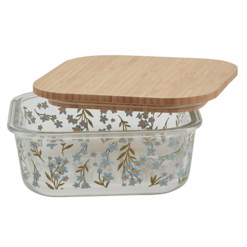 Tabletops Unlimited Smart Planet Lacey Glass Food Storage with Bamboo Lid Perspective: back