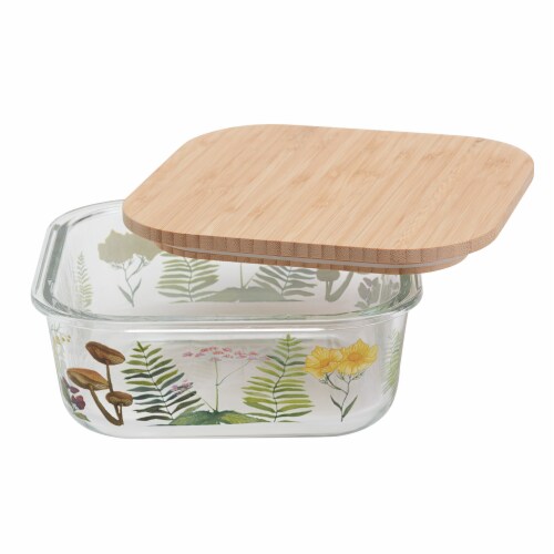 Tabletops Unlimited Enchanted Forest Glass Food Storage 32 oz Perspective: back