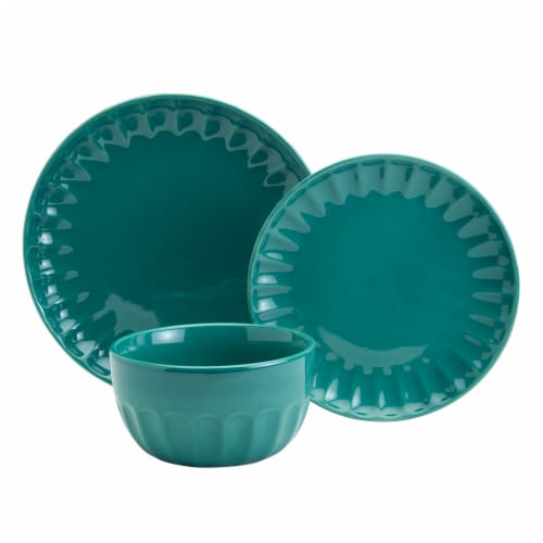 Mason Craft and More Stoneware Cafe Dinnerware Set - Teal Perspective: back