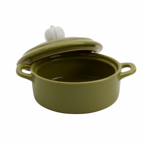 Tabletops Gallery Pumpkin Covered Baker - Green Perspective: back