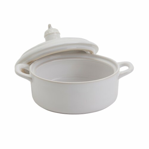 Tabletops Gallery Acorn Covered Baker – White Perspective: back