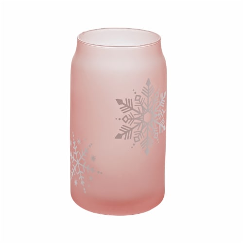 Tabletops Gallery 2 Piece Snowflake Soda Can Glass Set - Pink Perspective: back