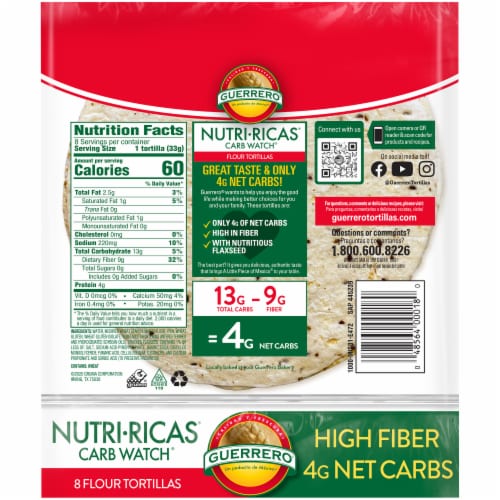 Guerrero Nutri-Ricas Carb Watch Flour Tortillas Perspective: back