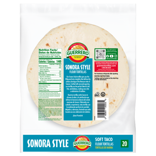 Guerrero Sonora Style Soft Taco Size Flour Tortillas Perspective: back