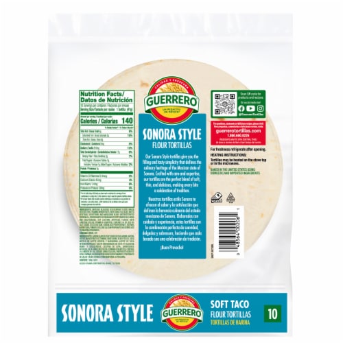 Guerrero Sonora Style Soft Taco Size Flour Tortillas Perspective: back