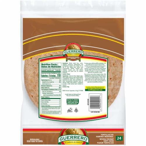 Guerrero Whole Wheat Soft Taco Size Flour Tortillas Perspective: back