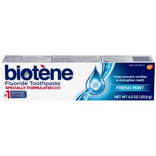 Biotene, Dry Mouth, Fluoride Toothpaste, Fresh Mint, Helps Prevent Cavities & Strengthen Teeth Perspective: back