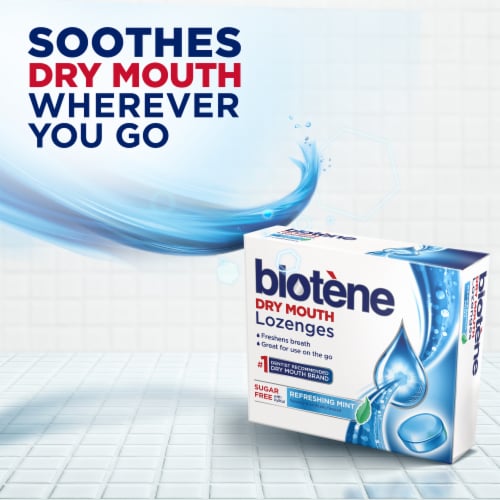 Biotene, Dry Mouth, Lozenges, Refreshing Mint, Sugar Free, Freshens Breath Perspective: back