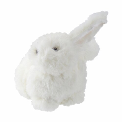 Raz 6 Soft White Faux Fur Sitting Easter Bunny Rabbit Spring Figure Perspective: back