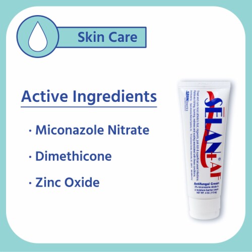 Selan AF 2% Miconazole Nitrate / Dimethicone / Zinc Oxide Cream Antifungal 4 oz. Tube Perspective: back