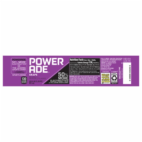 Powerade® Zero Sugar Purple Grape Sports Drink Bottle Perspective: back