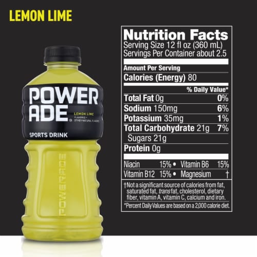 Powerade Lemon Lime Electrolyte & Vitamin Sports Drink Perspective: back