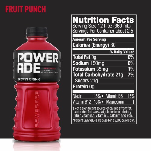 Powerade Fruit Punch Electrolyte & Vitamin Sports Drink Perspective: back